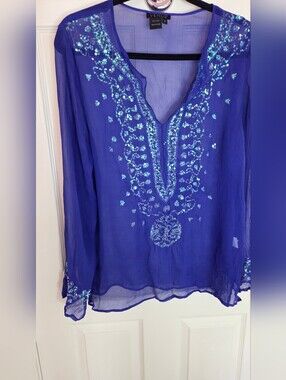 VENUS Royal Blue Sequin Tunic Top